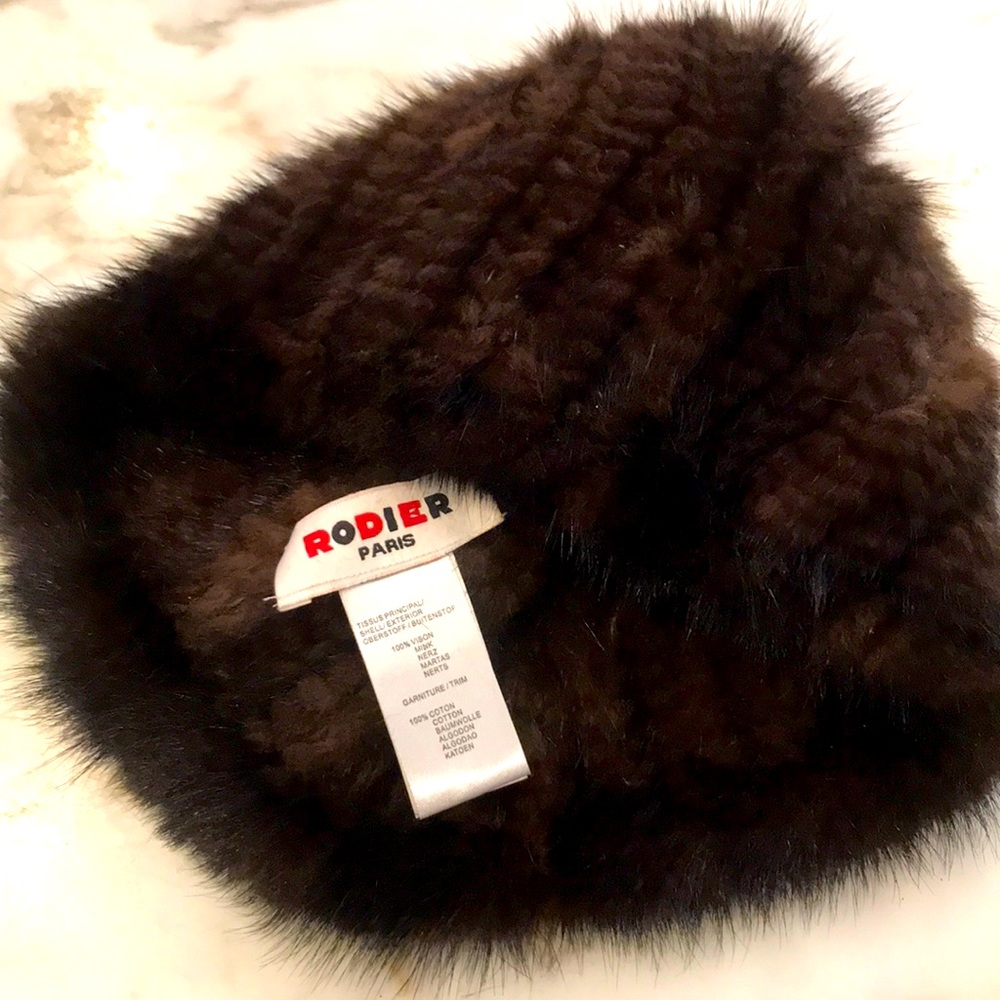 RODIER PARIS Mink Vison Fur cap beanie hat